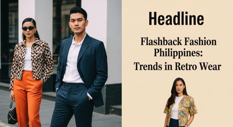 Philippine fashion-forward crowd in retro-inspired outfits during a sunset shopping district stroll.