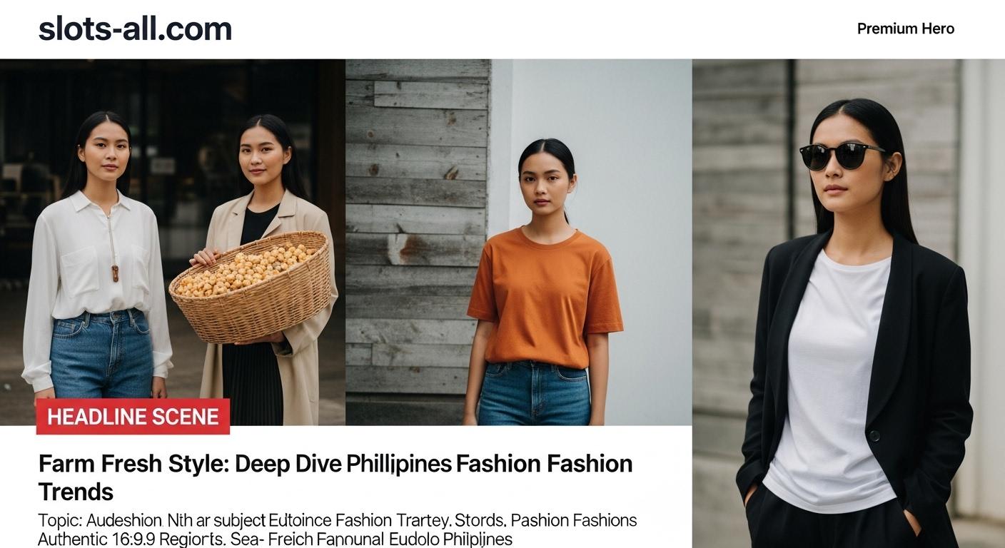 Editorial fashion spread with earthy-toned outfits, natural textures, and rural-inspired styling in a sunlit setting.