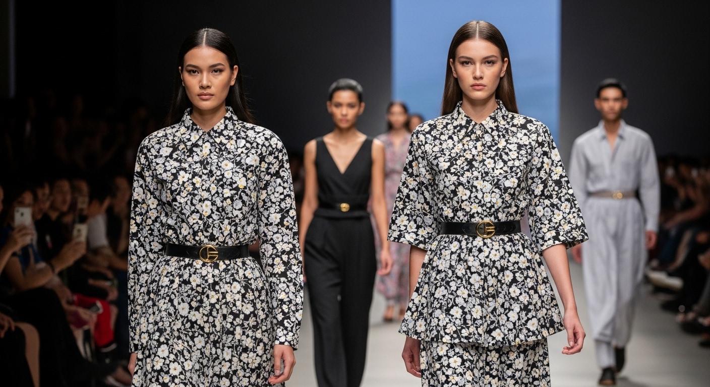 Models walk runway Melrose Fashion event with streetwear looks and urban ambiance